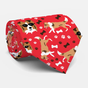 Gravata Shetland Sheepdog Sheltie Red Paw Print
