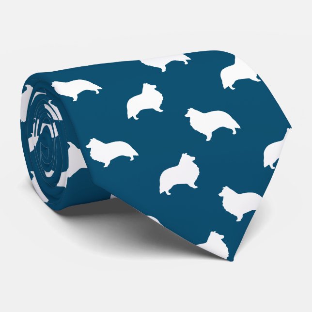 Gravata Shetland Sheepdog Silhouettes Pattern Sheltie Dogs (Rolled)