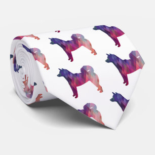 Gravata Shiba Inu Geometric Pattern Silhouette in Purple