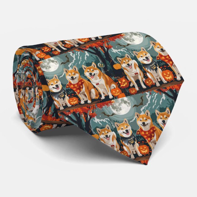 Gravata Shiba Inu Halloween Assustador (Rolled)