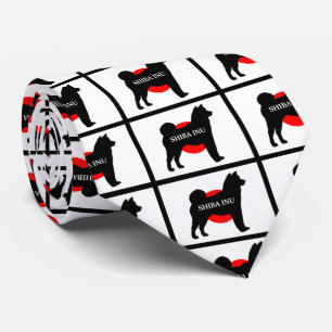 Gravata shiba inu name silhouette na bandeira