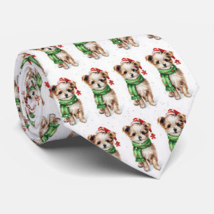 Gravata Shih Tzu de Natal em Flocos de Neve