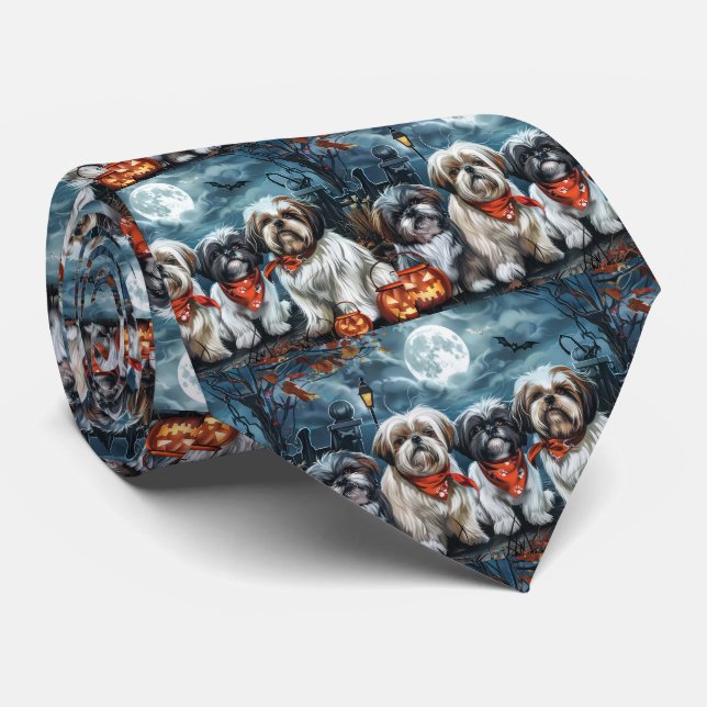 Gravata Shih Tzu Halloween Assustador (Rolled)