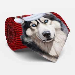 Gravata Siberian Husky Dog Red Buffalo Xadrez Natal
