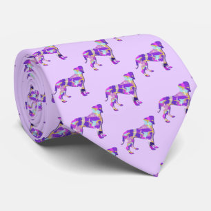 Gravata Silhueta de Cachorro Boxer Roxo Claro 