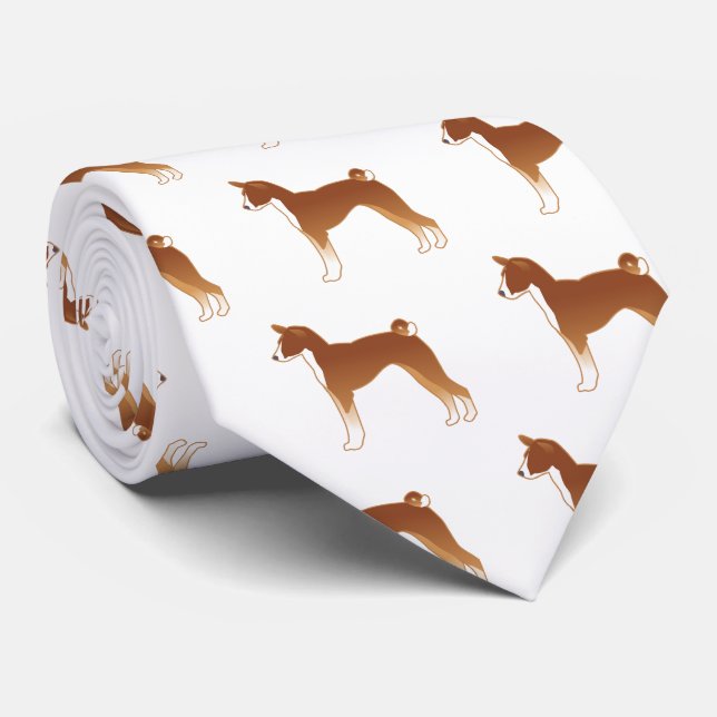 Gravata Silhueta de Ilustração de Cachorro Basenji (Rolled)