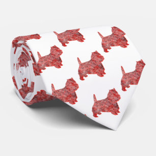 Gravata Silhueta de Natal do Cão Westie Terrier com Colete