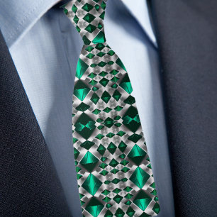 Gravata Silver e Emerald Pattern