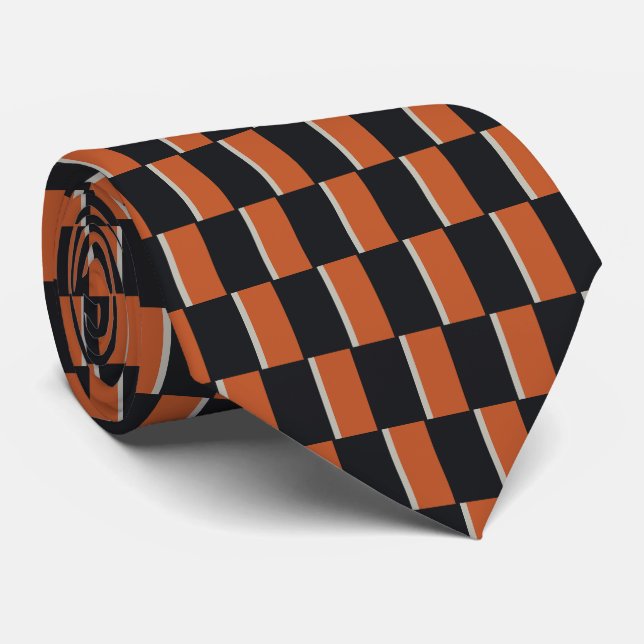 Gravata Silver Gray Navy Orange Red Pattern (Rolled)
