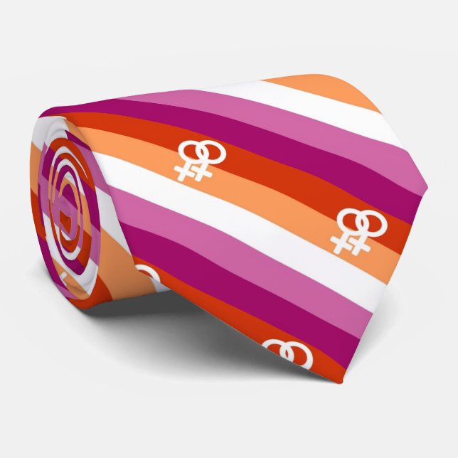 Gravata Símbolo da Bandeira Lésbica (Rolled)