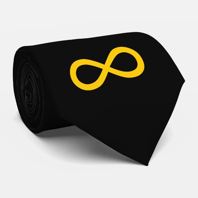 Gravata Símbolo de Infinito Preto e Dourado (Rolled)