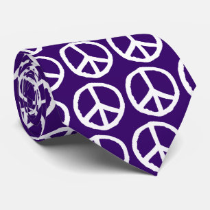 Gravata Símbolo de paz desenhado - Branco em Profundo rox