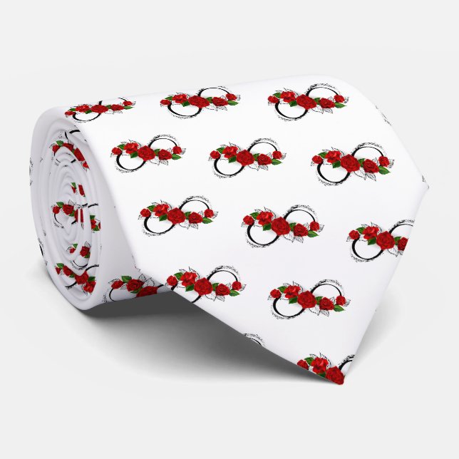 Gravata Símbolo Infinity com Rosa vermelha (Rolled)