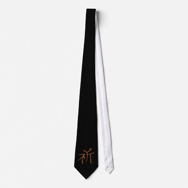 Gravata Símbolo KANJI para a palavra "PRAY" Fashion Tie (Frente)