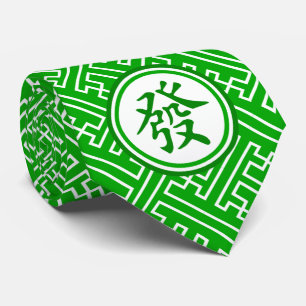 Gravata Símbolo Lucky Mahjong - Verde Escuro