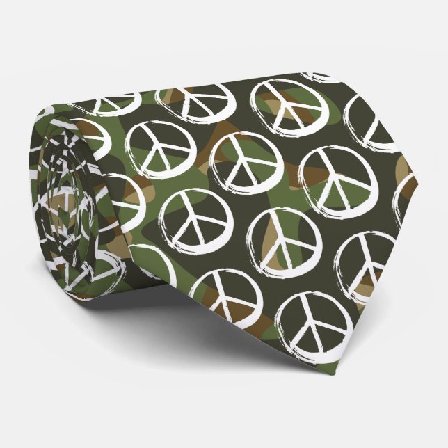 Gravata Símbolo PEACE - Camuflagem Khaki antiguerra (Rolled)