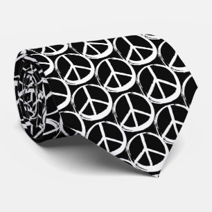 Gravata Símbolo PEACE - preto branco hippie Elegante dos