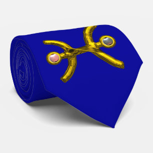 Gravata Símbolo Zodiac de Aniversário Dourado, Pérolas,