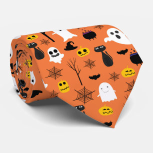 Gravata Símbolos do Dia das Bruxas clássicos padrão de 