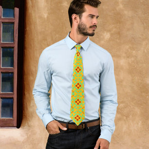 Gravata Símbolos Red Zia Penas Turquesas do Novo México