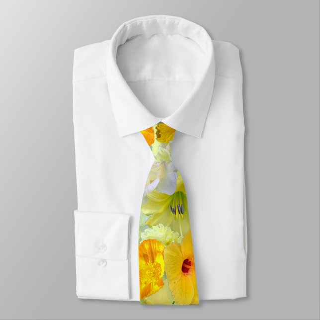Gravata Simple Yellow Floral Wedding Groomsmen Collection (Amarrado)