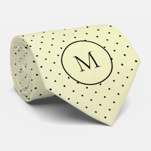 Gravata Simple Yellow Polka Dots Monogrammed