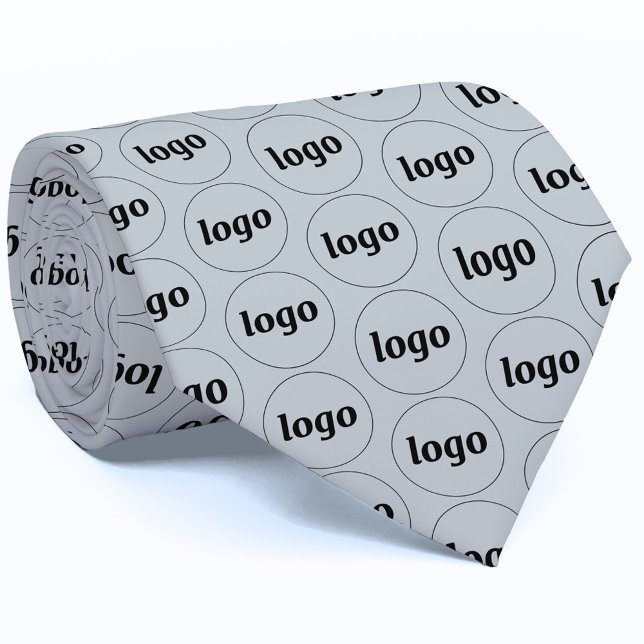 Gravata Simples com Padrão de Logotipo para Negóci (Powder blue logo pattern promotional business branding neck tie)