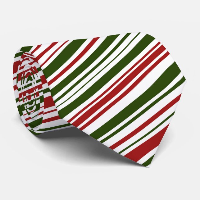 Gravata Simples Red and Green Stripes Natal (Rolled)