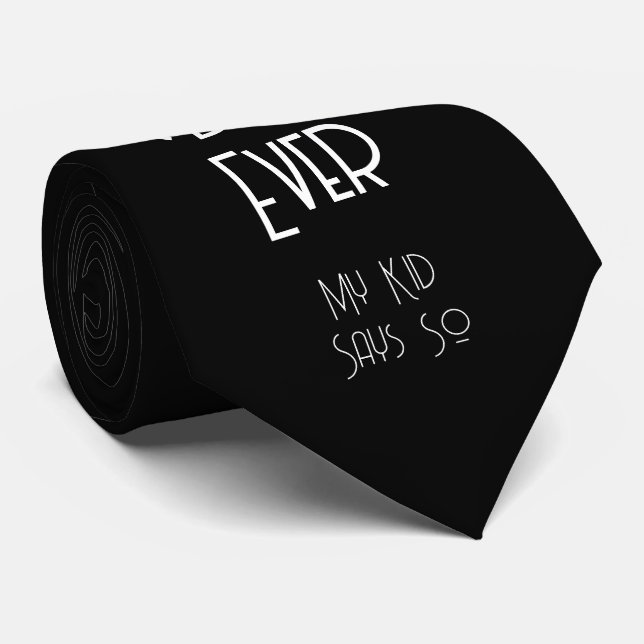 Gravata Simples Rótulo Melhor Pai de Todos Preto e Branco  (Rolled)