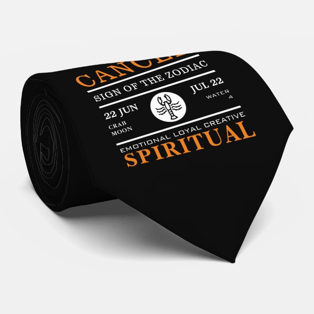 Gravata Sinal de cancer do Zodíaco, Astrológico (Rolled)