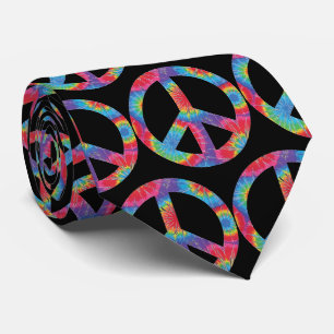 Gravata Sinal de Paz Retro - Design Hippie Hippy Arco-Íris