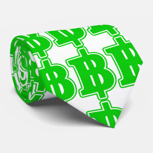 Gravata SINAL DO BAHT VERDE ฿ Dinheiro Tailandês Moeda ฿