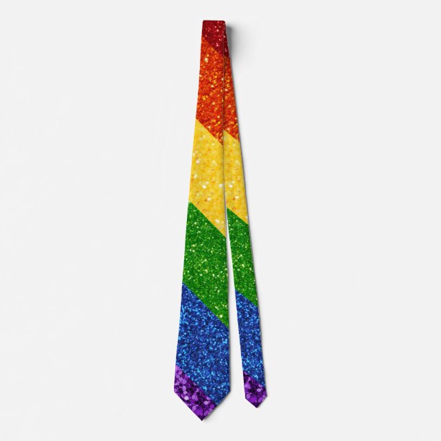Gravata Sinalizador do Orgulho Arco-Íris LGBT Glitter (Frente)