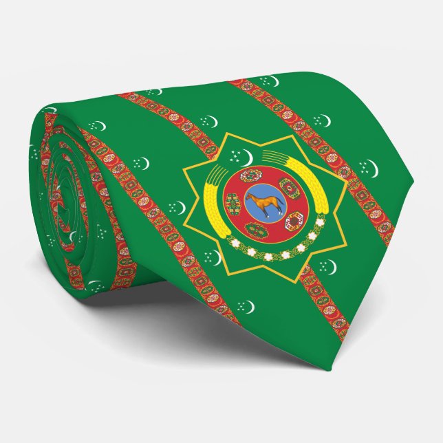 Gravata Sinalizador e Emblema do Turcomenistão, Bandeira d (Rolled)