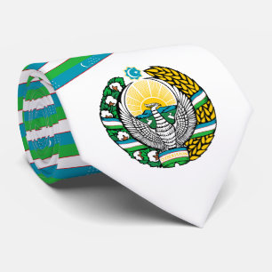 Gravata Sinalizador usbeque e emblema estatal, pavilhão do