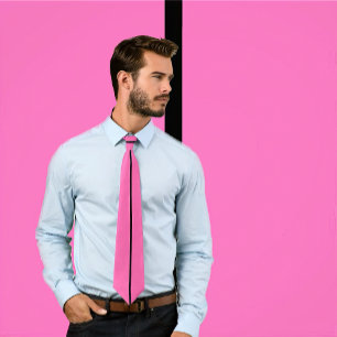 Gravata Single Black Stripe on Hot Pink Tie