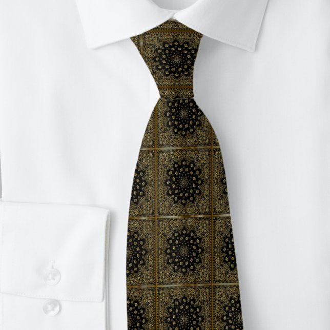 Gravata Sir Paisley Brown Black Grid Tie (Criador carregado)