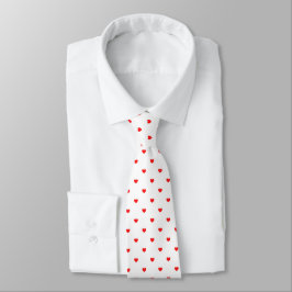 Gravata Skaymarts White Color Red Heark Design