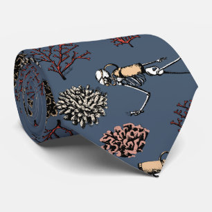 Gravata Skeleton Azul Moderno Scuba Divers Necktie