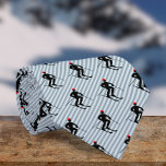 Gravata Skier - Tema de Esqui Masculino - Novidade Esclare<br><div class="desc">A cara divertida de esqui com ação temática encontra faixas diagonais de eterno nesta design de gravata. Levando fãs de neve de pistão a quarto com uma combinação do esquiador contra fundo listrado. A silhueta mostra uma figura em esquis com postes, vestindo um chapéu vermelho de inverno, e está em...</div>