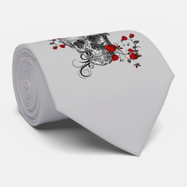 Gravata Skull do Rosa vermelha (Rolled)
