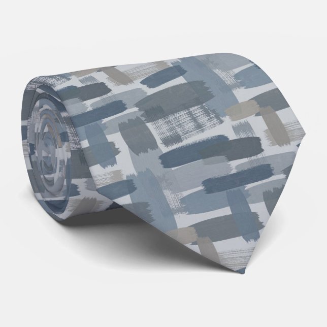 Gravata Slate Azul Falso Cetim | Estilo de Designer Abstra (Rolled)