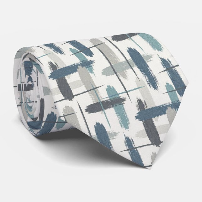 Gravata Slate Azul Falso Cetim | Estilo de Designer Abstra (Rolled)