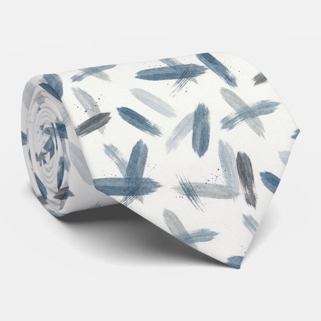 Gravata Slate Azul Falso Cetim | Estilo de Designer Abstra (Rolled)
