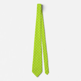 Gravata Small White Polka Dots on Neon Lime Green Neck Tie