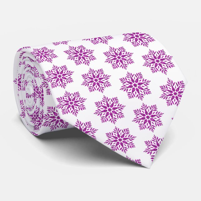 Gravata Snowflake Plaid Pattern Pink Holiday Neck Tie (Rolled)