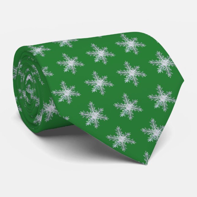 Gravata Snowflake Winter Green Wedk Tie (Rolled)
