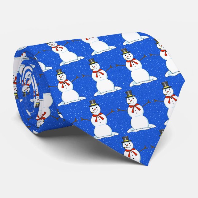 Gravata Snowman Christmas Tie (Rolled)