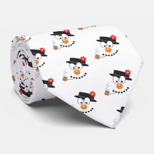 Gravata Snowman Engraçado Rosto Bonito Padrão de Natal Nov