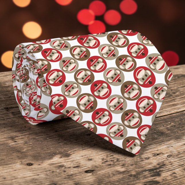 Gravata Sock Monkey Pop Culture Custom Necktie Tie (Criador carregado)